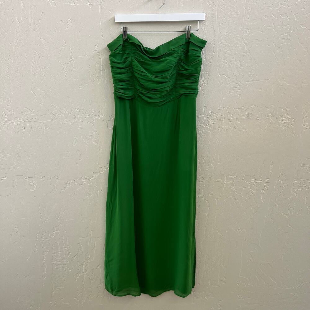 EUC $365 Reformation Lore Ruched Strapless Kelly Green Midi Dress - Picture 6 of 10